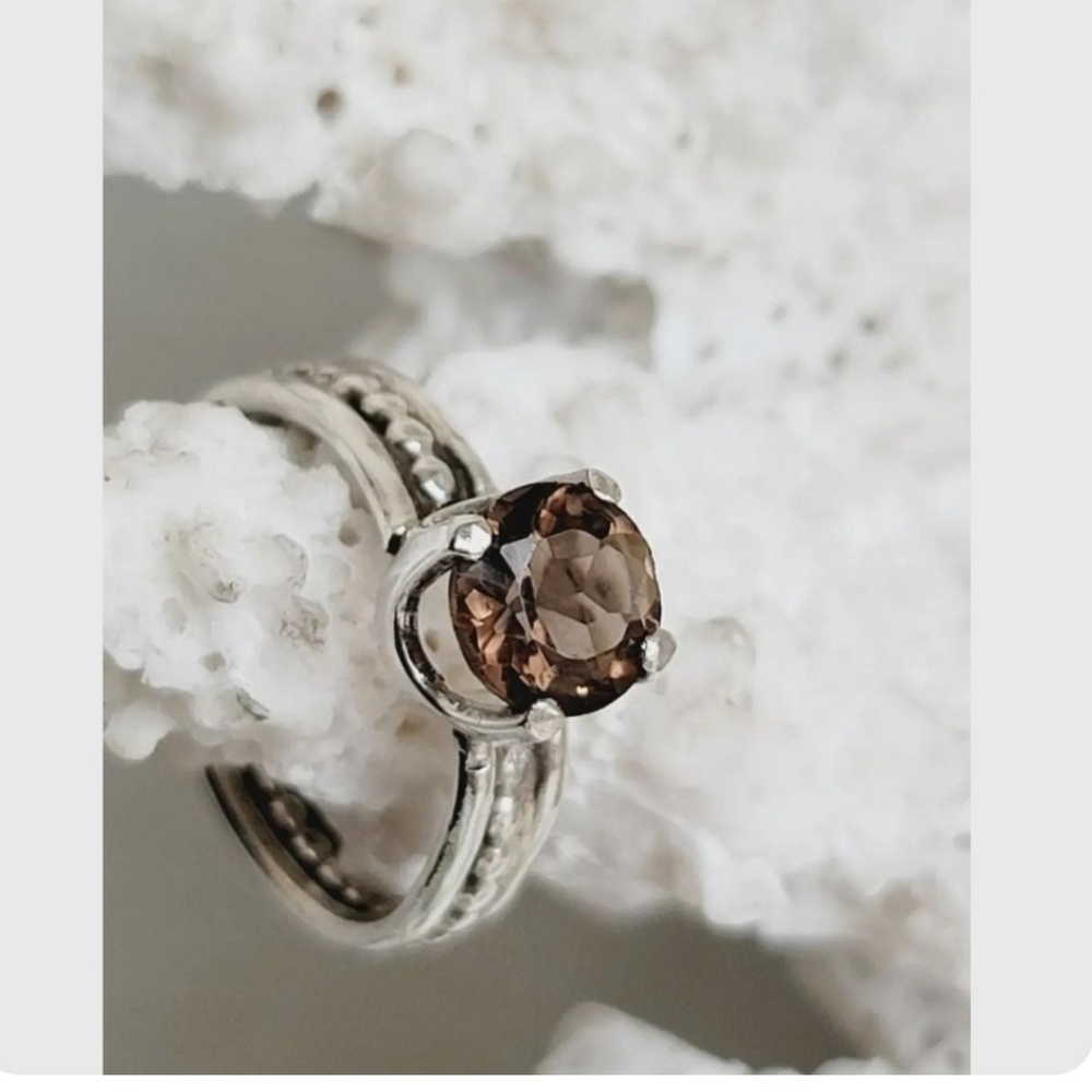 SMOKY QUARTZ RING HANDMADE IN STERLING SILVER SZ 6